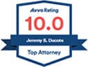 Average rating for Top Attorney, Jeremy DuCote 10.0 .